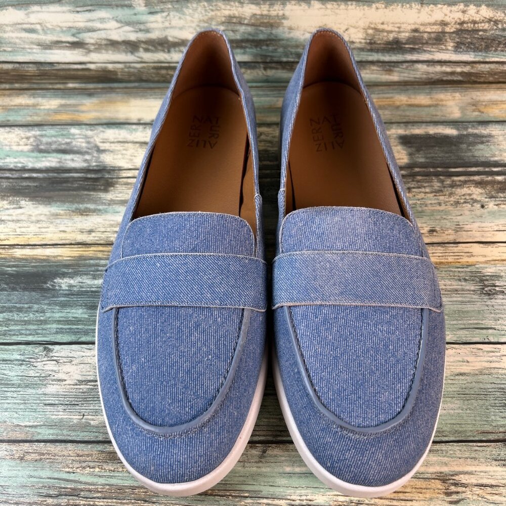 Naturalizer Penny Loafers Womens Karis Size 12M Blue Suede Comfort Casual Shoe